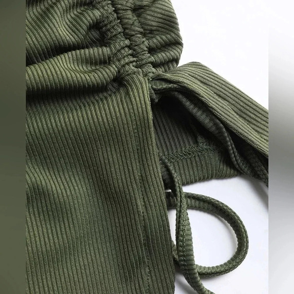 Asymmetrical Hem Drawstring Short Sleeve Tee - Picture 7 of 9